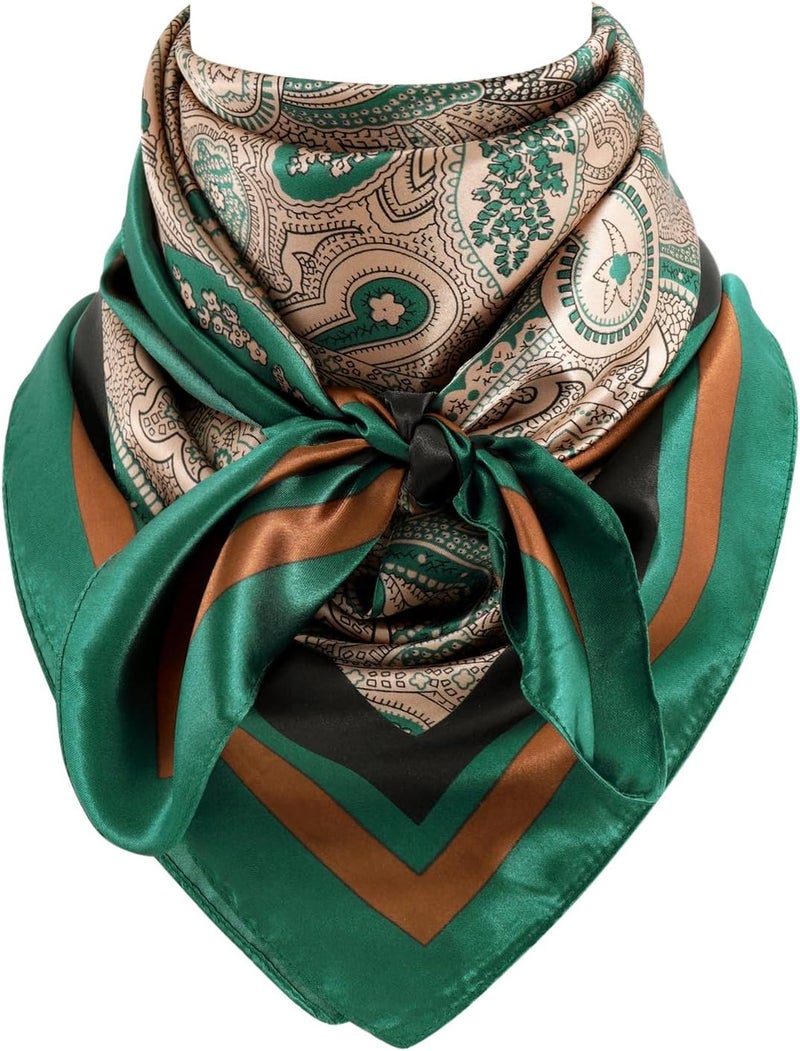 35 Inch Wild Rag Cowboy Scarves for Men, Large Rancher Neckerchief Silk Feel, Oversize Western Bandana